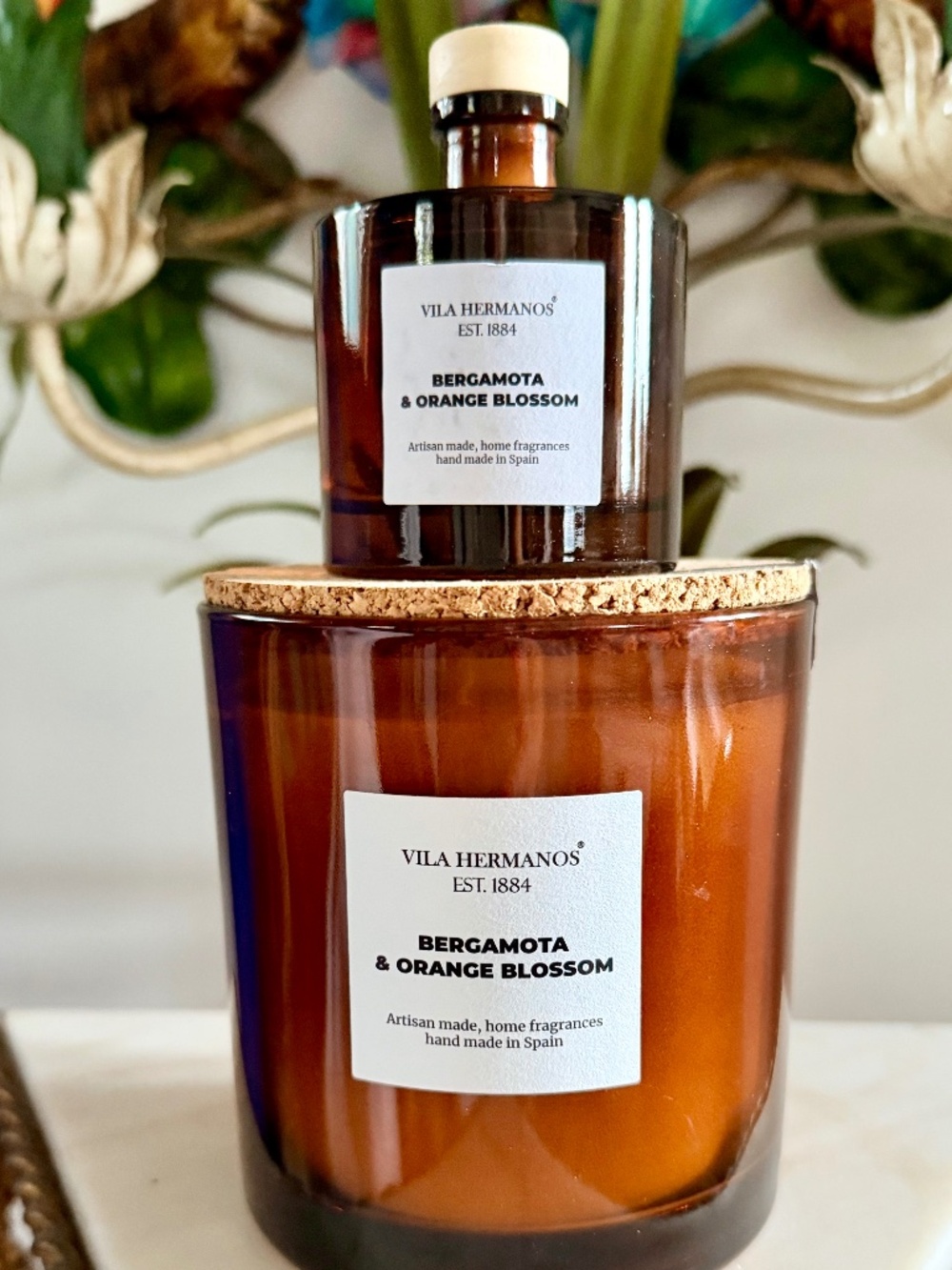 Vila Hermanos BERGAMOTA & ORANGE BLOSSON Lrg 3 Wick 17oz Candle & 100ml Diffuser